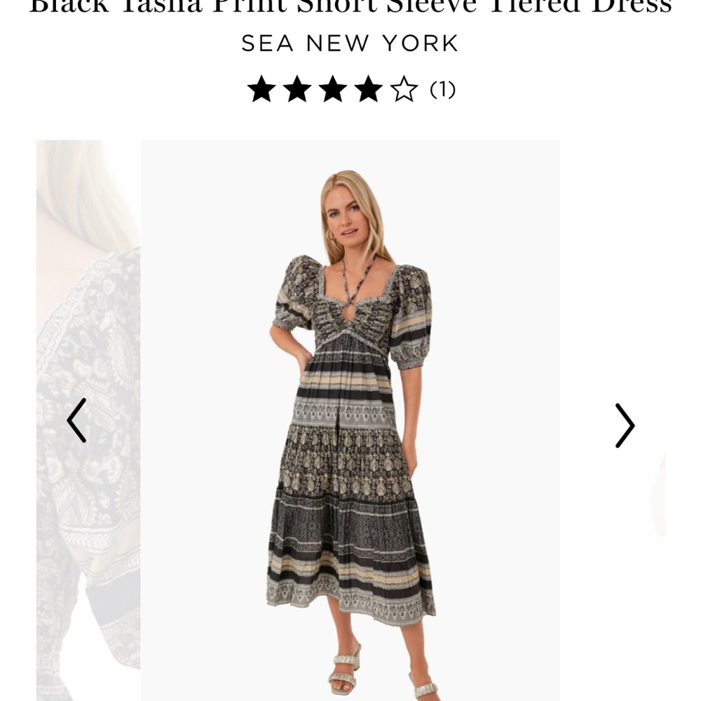 Sea New York, size large, black Tasha print short sleeve tiered dress